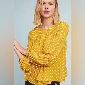 Anthropologie Mo:Vint Polka Dot Swing Blouse